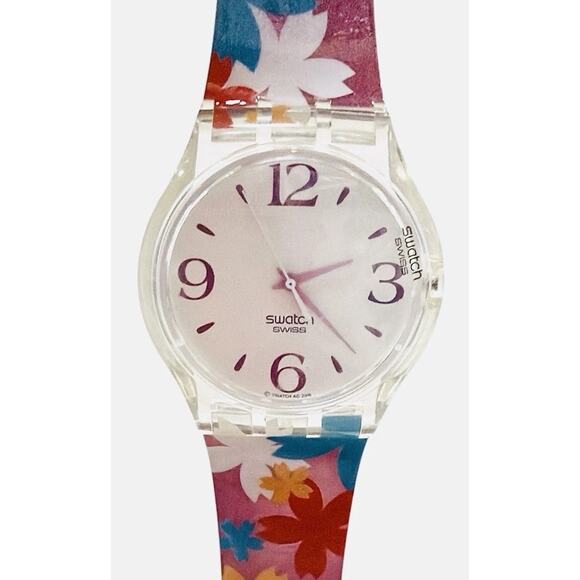 Swatch Watch FLOATING FLOWERS SUJK130 2007 Jelly In Jelly Rare Swiss Made Quartz - Picture 1 of 7